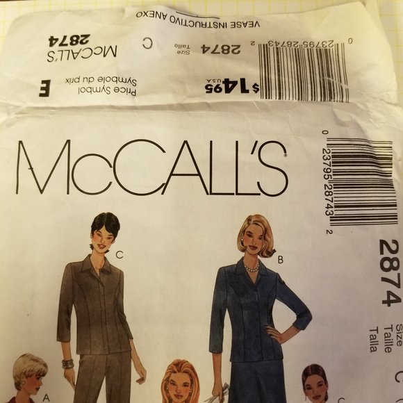 ✅2874 McCalls Misses Shirt Jacket Pants Bias Skirt - Picture 2 of 6